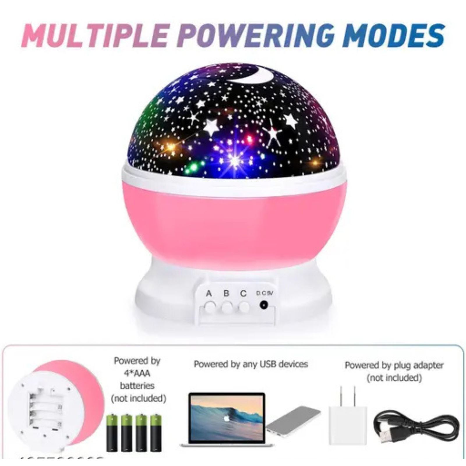 Star Master Rotating 360 Degree Moon Night Light Lamp Projector With Colors And Usb Cable,Lamp For Kids Room Night Bulb pack of 1 - Image 5