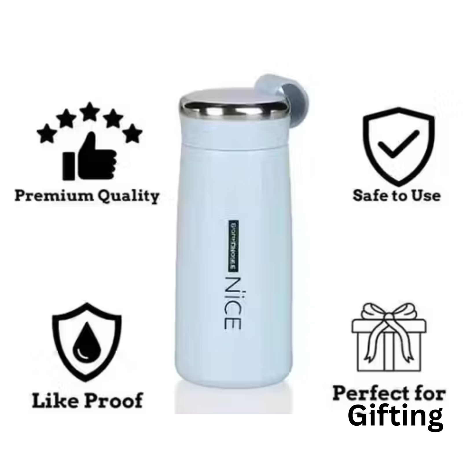 TOP PRODUCT - Nice Glass Water Bottle Set β Pack of 2 , 400ml Leak-Proof, BPA-Free, Stylish & Insulated Hot and Cold Bottles for School, Gym, Office, Home & Travel Use - Image 6
