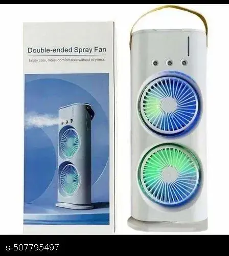 Double Ended Spray Fan with Powerful Cooling, Adjustable 3-Speed Modes, USB Rechargeable Battery, Remote & Touch Control, and Ice Chamber