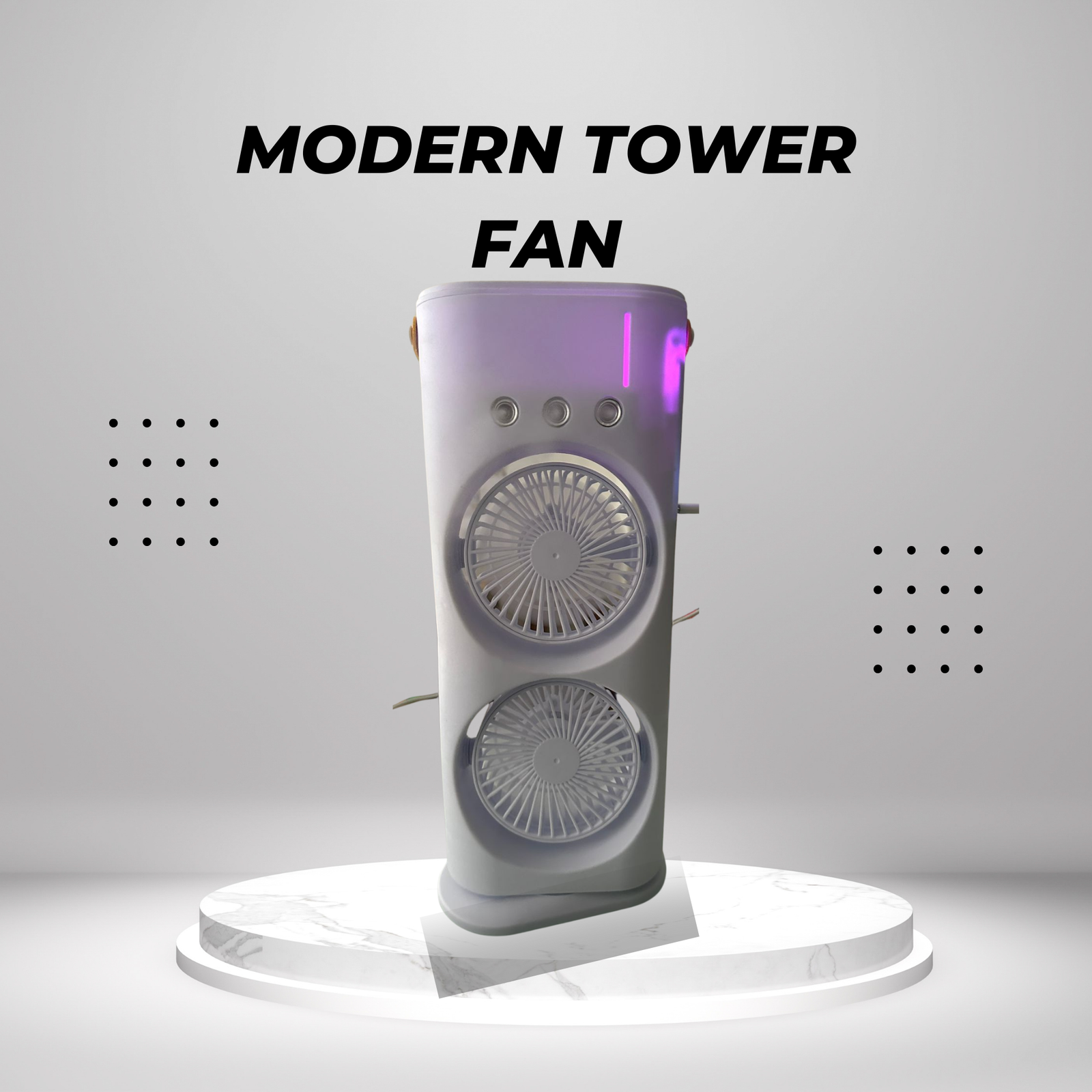 Double Ended Spray Fan with Powerful Cooling, Adjustable 3-Speed Modes, USB Rechargeable Battery, Remote & Touch Control, and Ice Chamber - Image 3