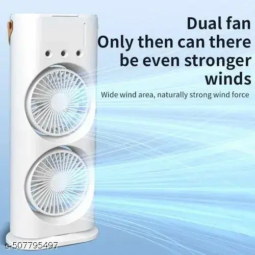 Double Ended Spray Fan with Powerful Cooling, Adjustable 3-Speed Modes, USB Rechargeable Battery, Remote & Touch Control, and Ice Chamber - Image 4